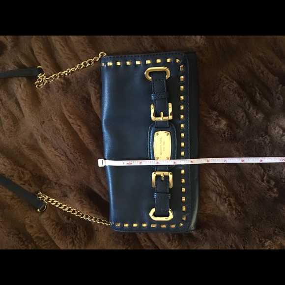 Michael Kors | Royal Blue Leather Gold Chain Shoulder Bag - Picture 10 of 11